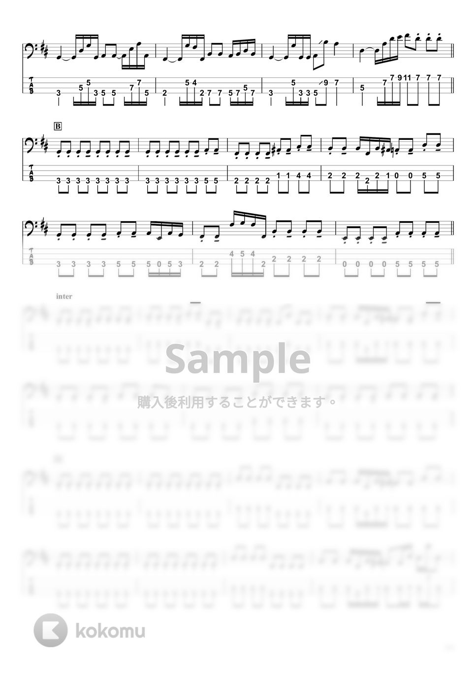 YOASOBI - アンコール (ベースTAB譜 / ☆4弦ベース対応) by swbass