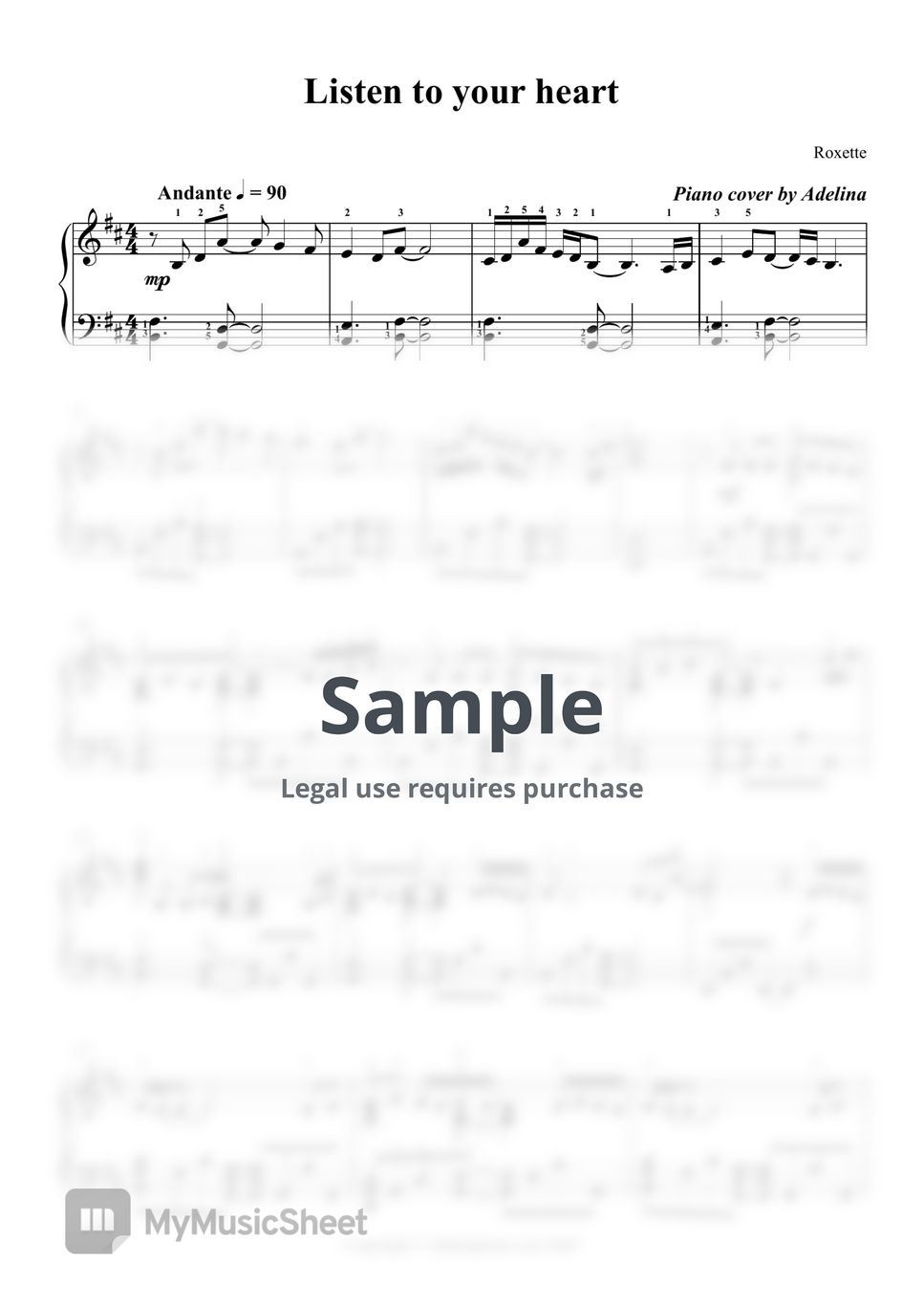 ROXETTE LISTEN TO YOUR HEART PIANO NOTES visual data 5