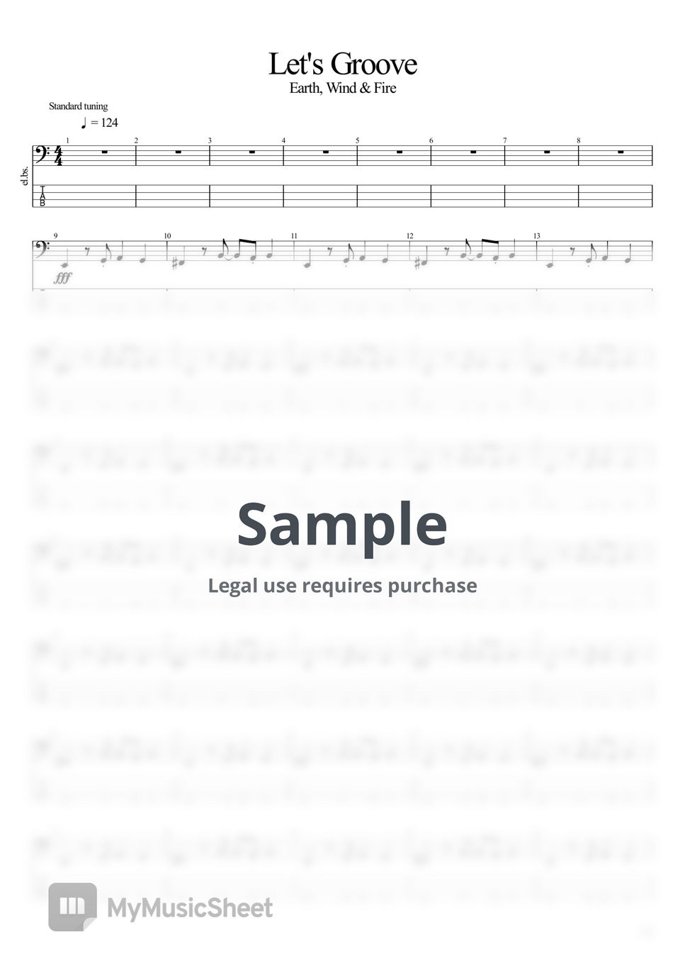 Earth, Wind & Fire - Let's Groove Tab + 1staff by BassBlur