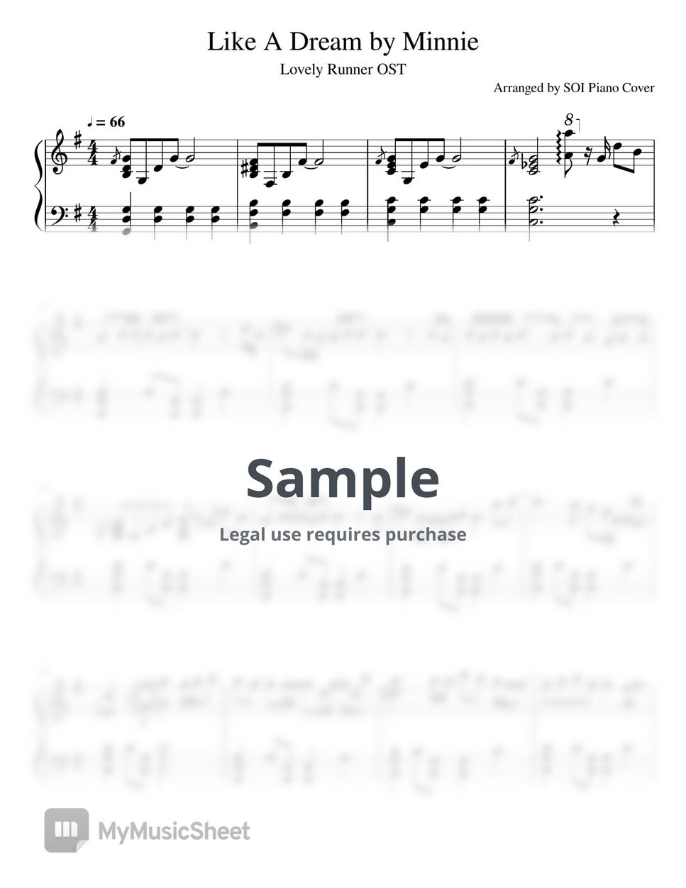 [Lovely Runner OST] Minnie - Like A Dream (Solo Piano) Sheets by SOI ...