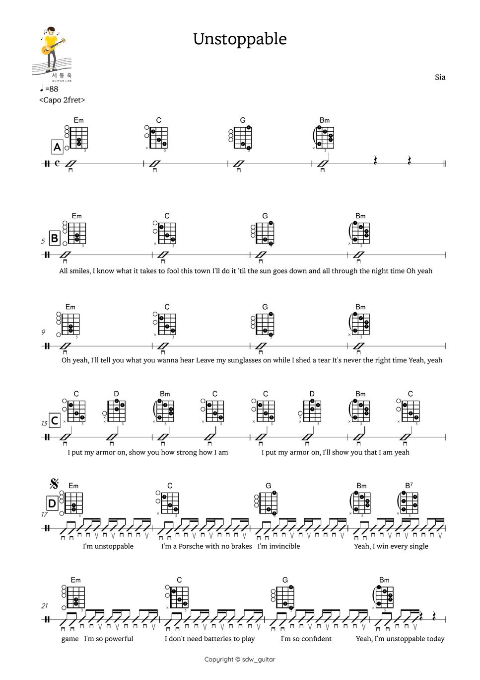 sia-unstoppable-guitar-tab-by