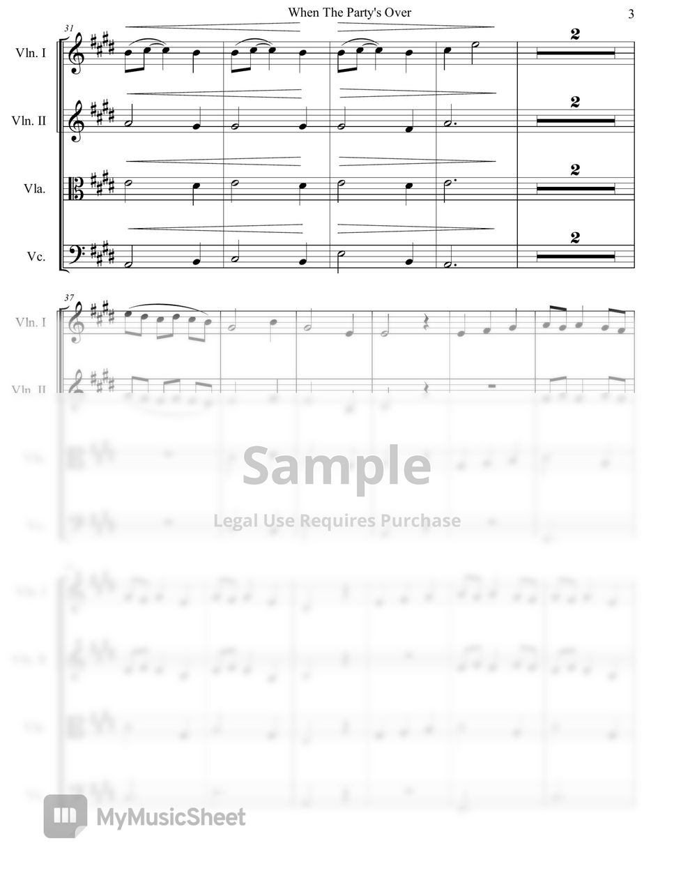 Billie Eilish - When The Party's Over (String Quartet) by Genti Guxholli