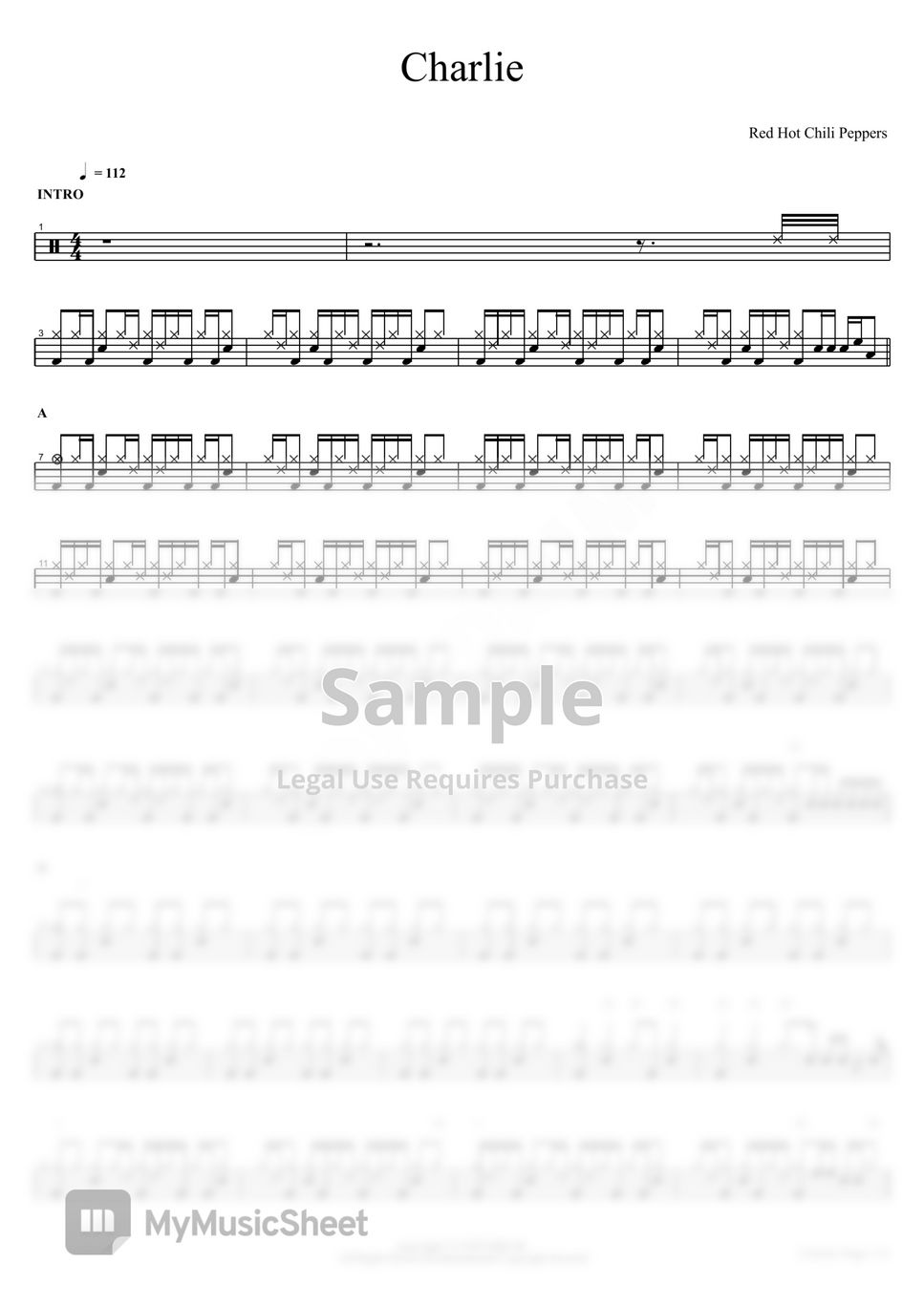 Red Hot Chili Peppers Charlie Sheets by COPYDRUM