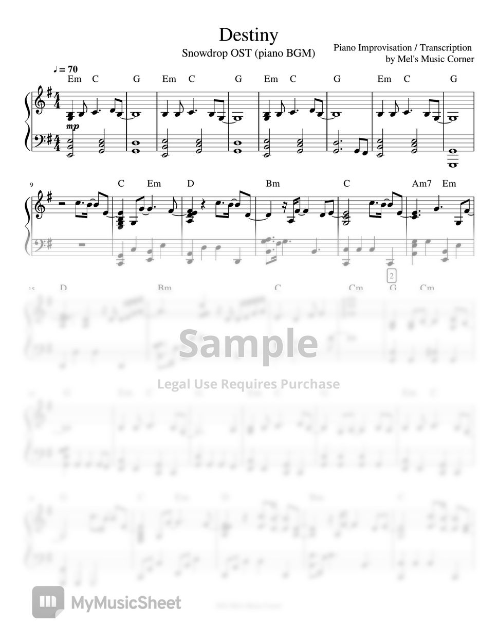 Snowdrop Ost - Destiny Snowdrop OST (piano sheet music) by Mel's Music Corner