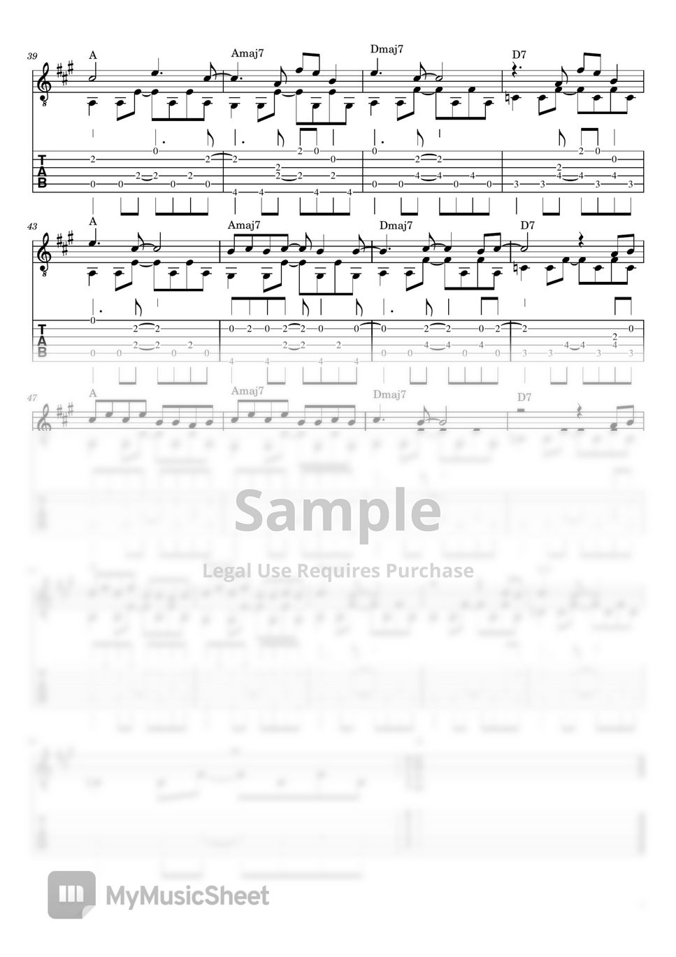 Beabadoobee - Coffee (Guitar Fingerstyle Solo) Tab + 1staff by