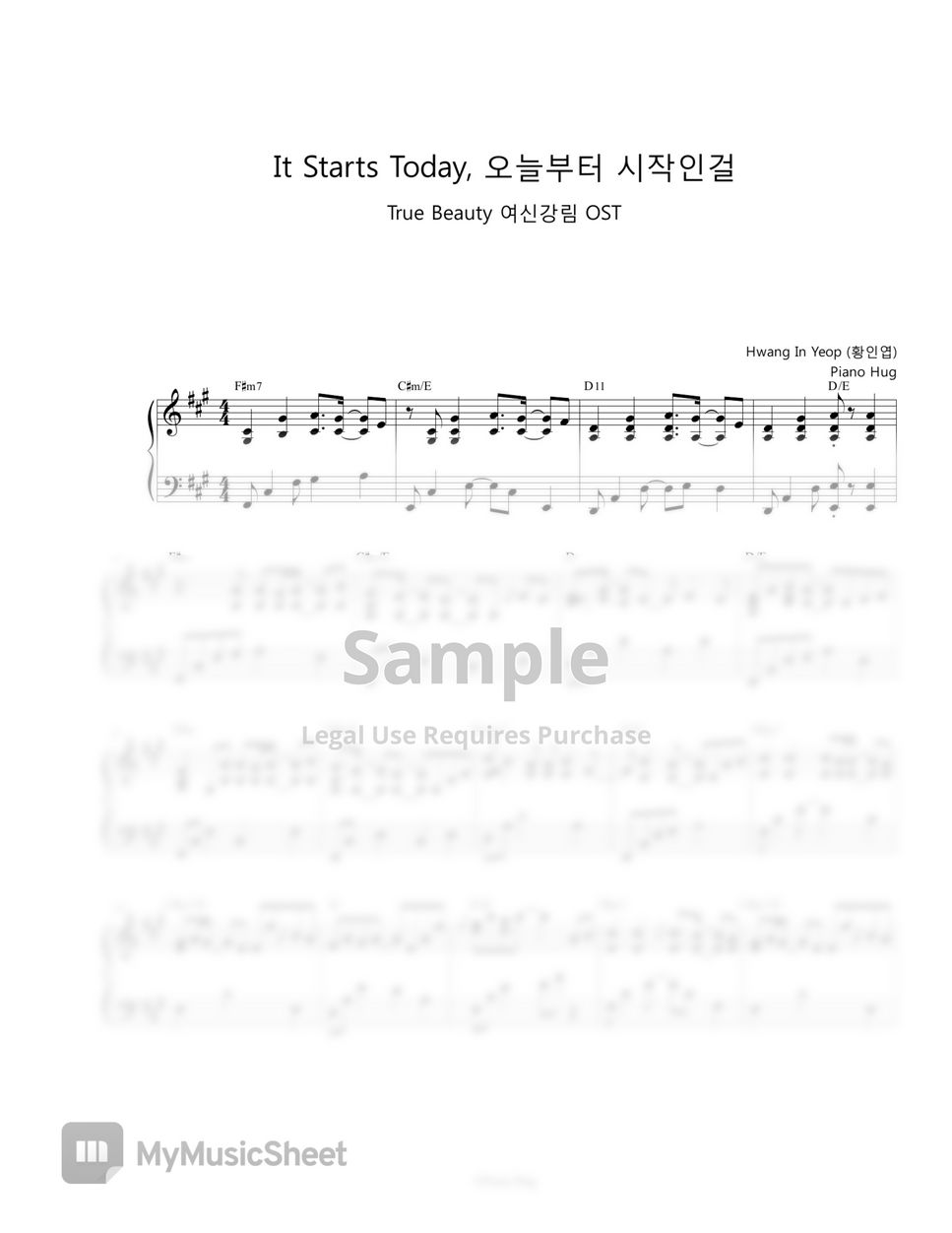 Hwang In Yeop (황인엽) - It Starts Today 오늘부터 시작인걸 (True Beauty OST) by Piano Hug