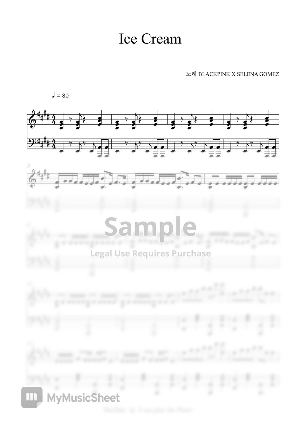 BLACKPINK Ice Cream (with Selena Gomez) Sheets by I can play the Piano