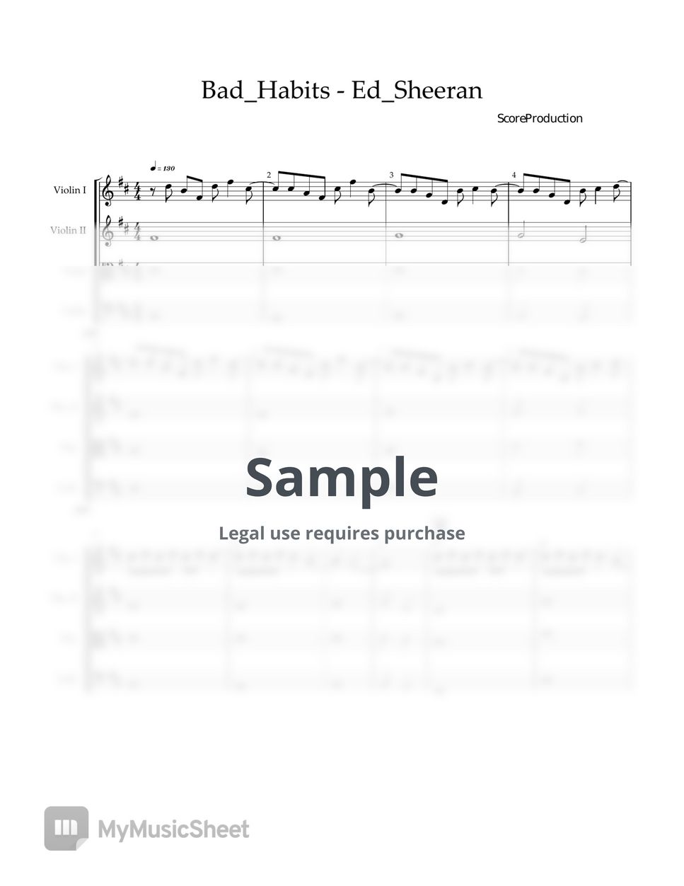 Ed_Sheeran - Bad_Habits (for string quartet Score+Parts) by ScoreProduction