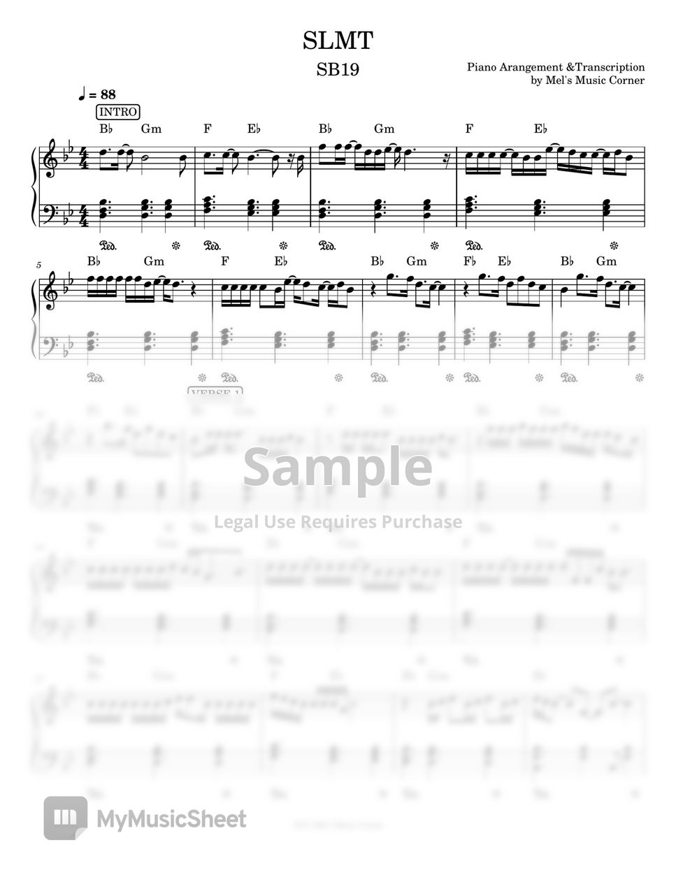 SB19 - SLMT (piano Sheet Music) Sheets By Mel's Music Corner