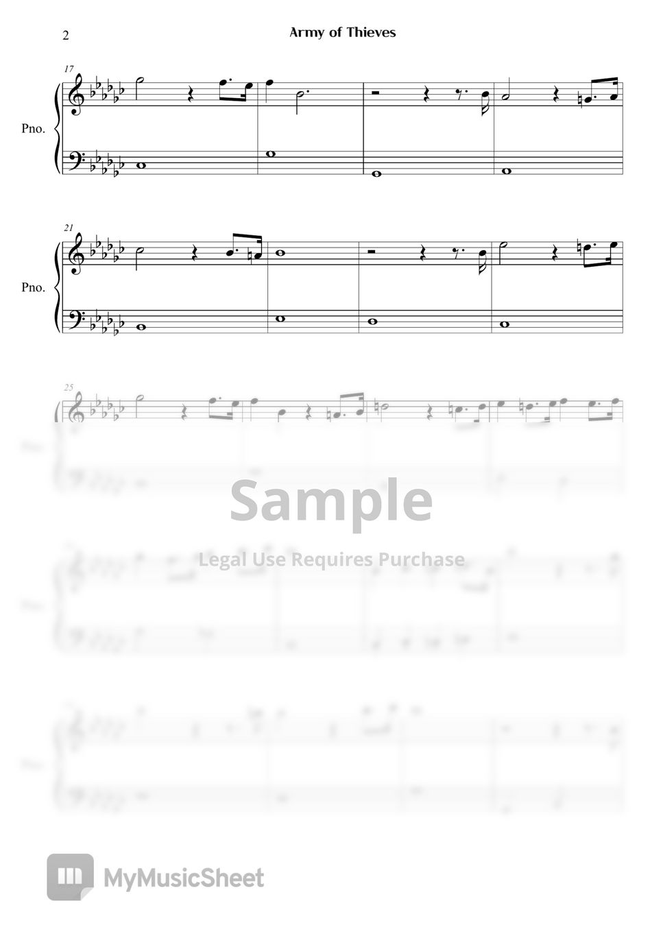 Army of Thieves - End Credit Music Sheets by Right Now Piano