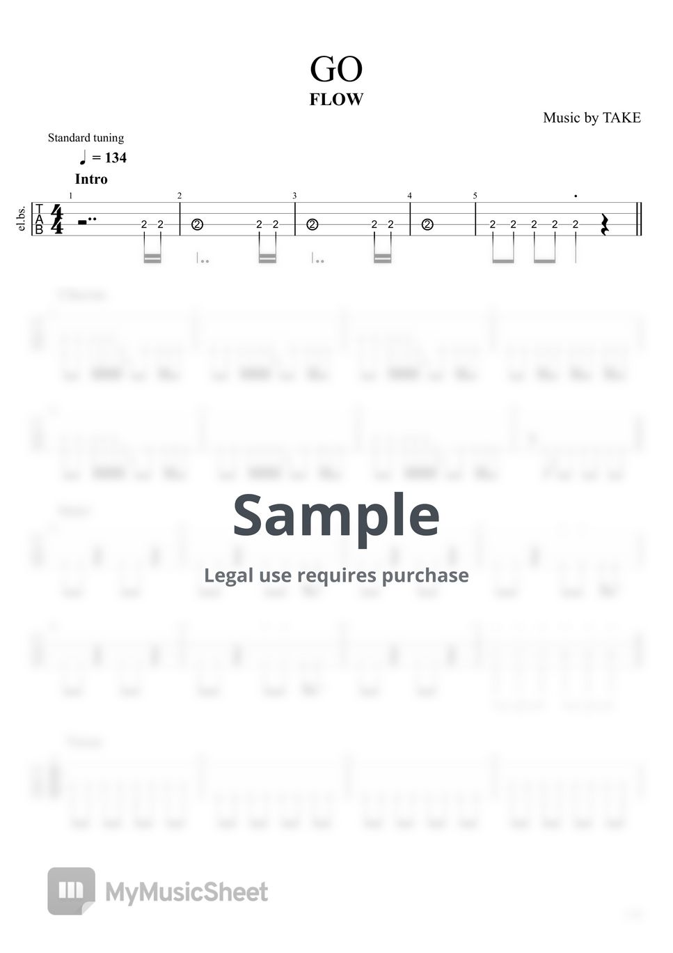 FLOW - GO!!! (BASS TAB) by tabスコア