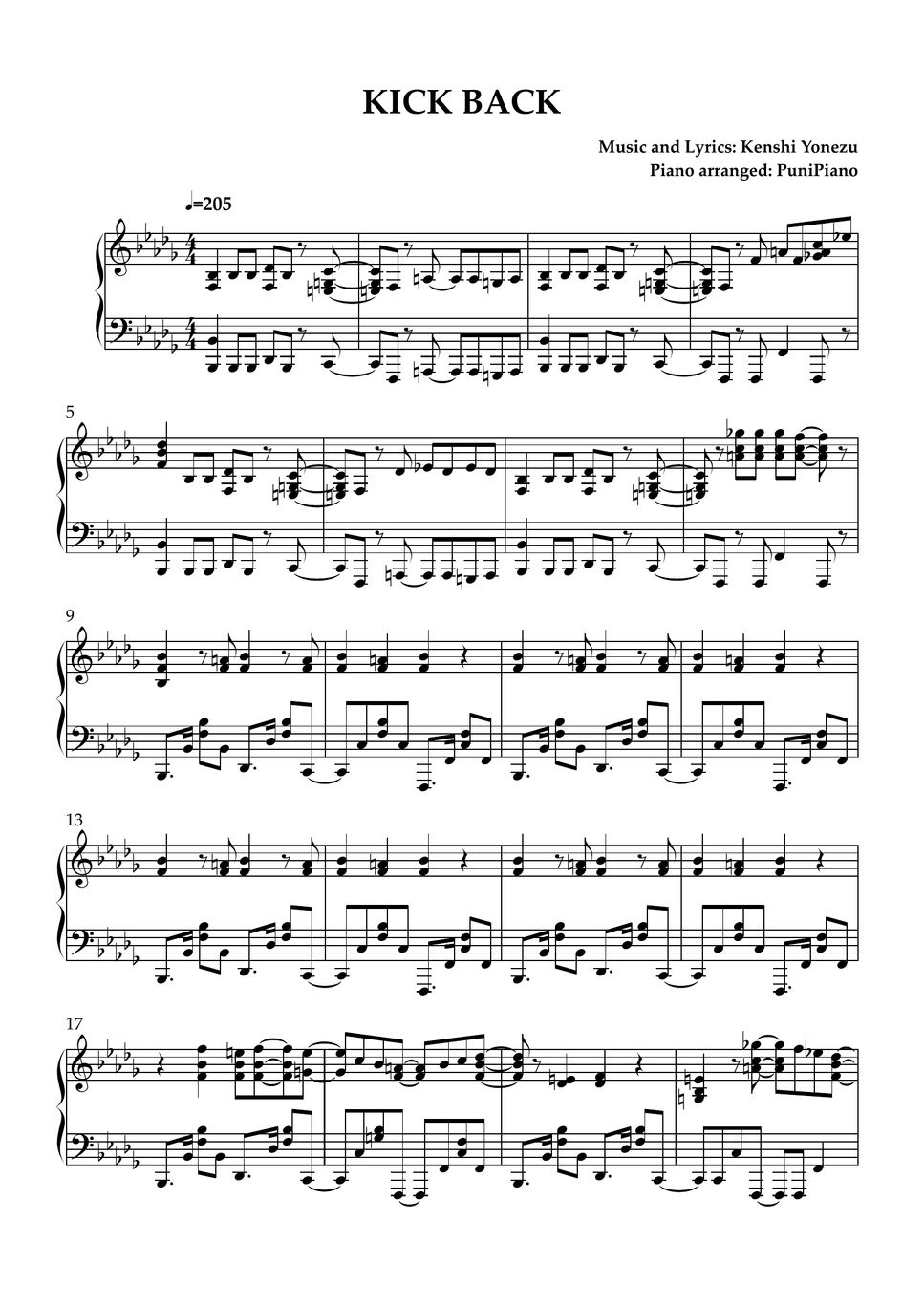 Kenshi Yonezu KICK BACK Sheets by PuniPiano