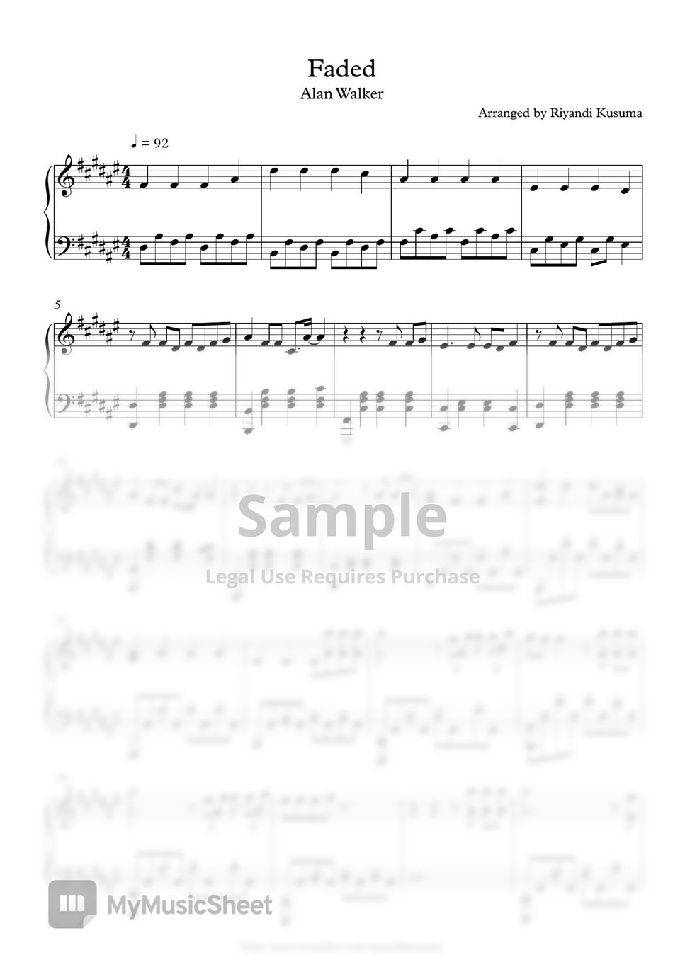 Alan Walker Faded Sheet Music For Piano PDF