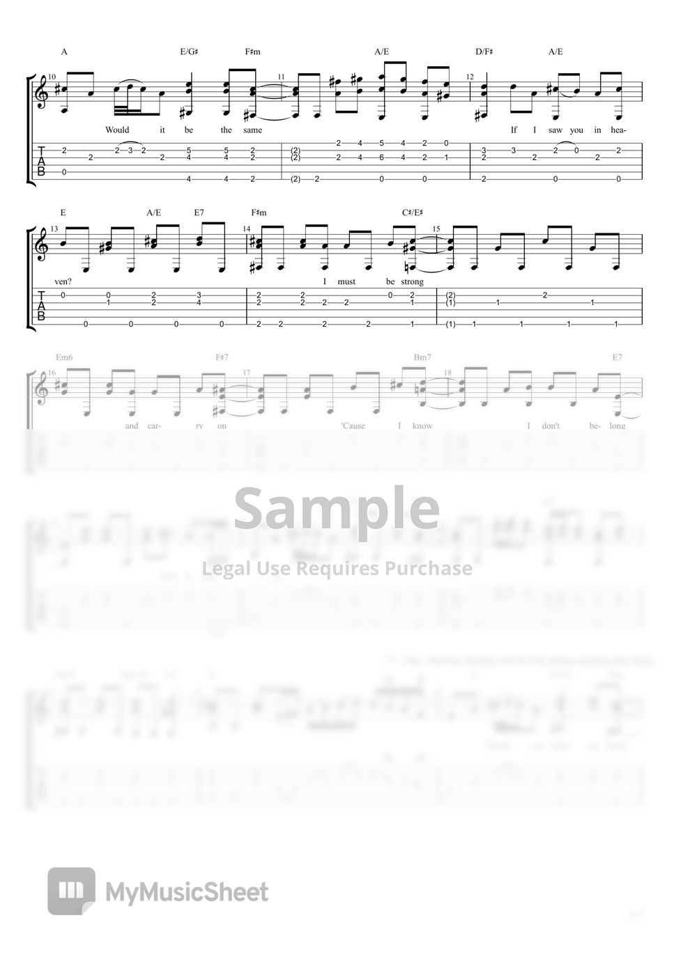 Eric Clapton - Tears in heaven (Bass Arrangement) Sheet music for Bass  guitar (Solo)