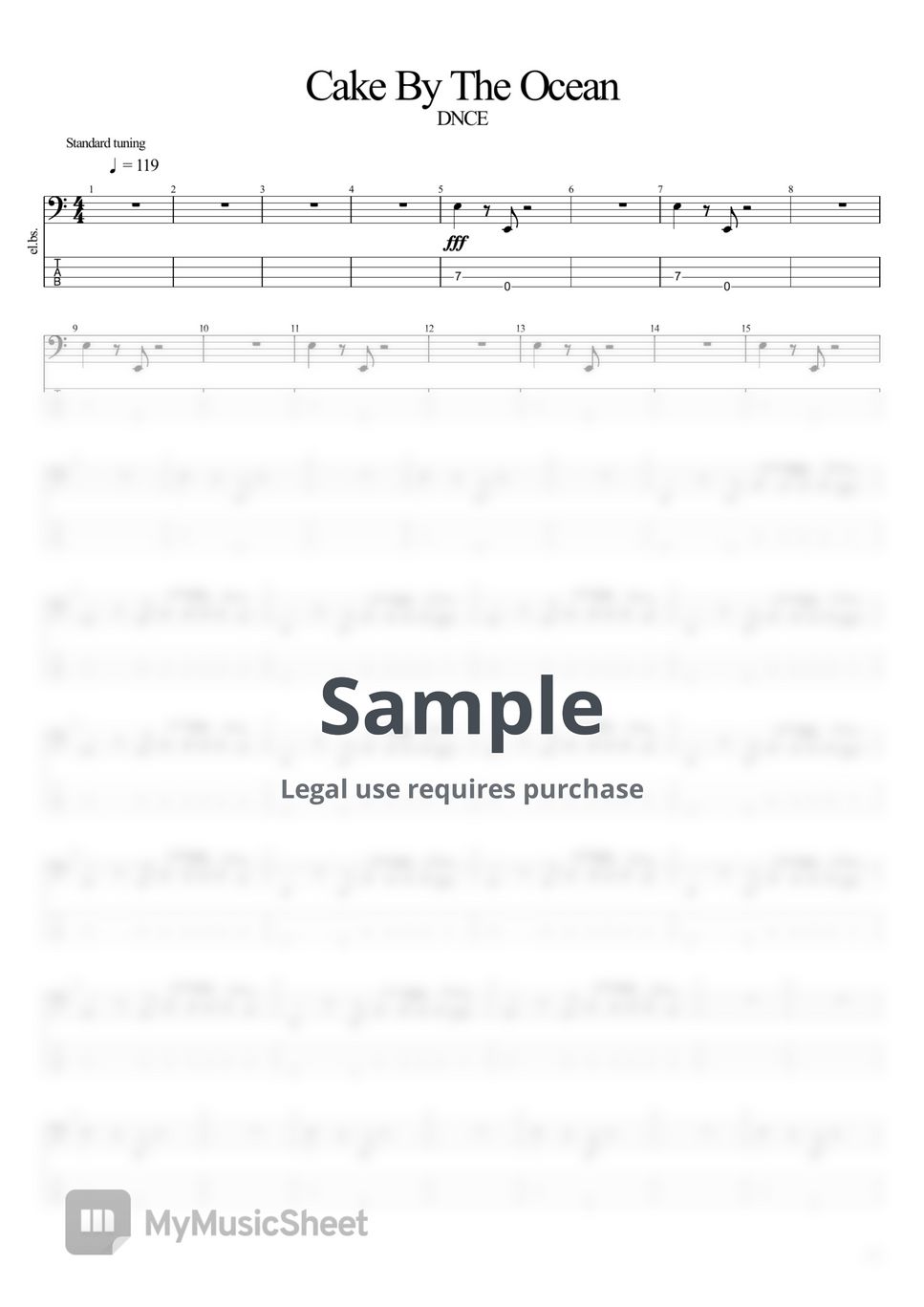 DNCE Cake By The Ocean Tab + 1staff by BassBlur