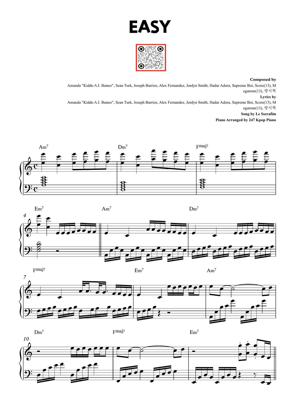 Le Sserafim Easy Sheets By 247 Kpop Piano