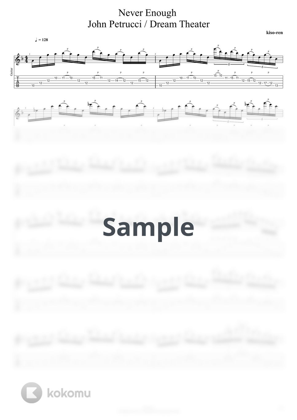 Dream Theater - Never Enough - Dream Theater / John Petrucci 4:14~4:45 (TAB PDF &amp; Guitar Pro files.（gp5）) by Technical Guitar