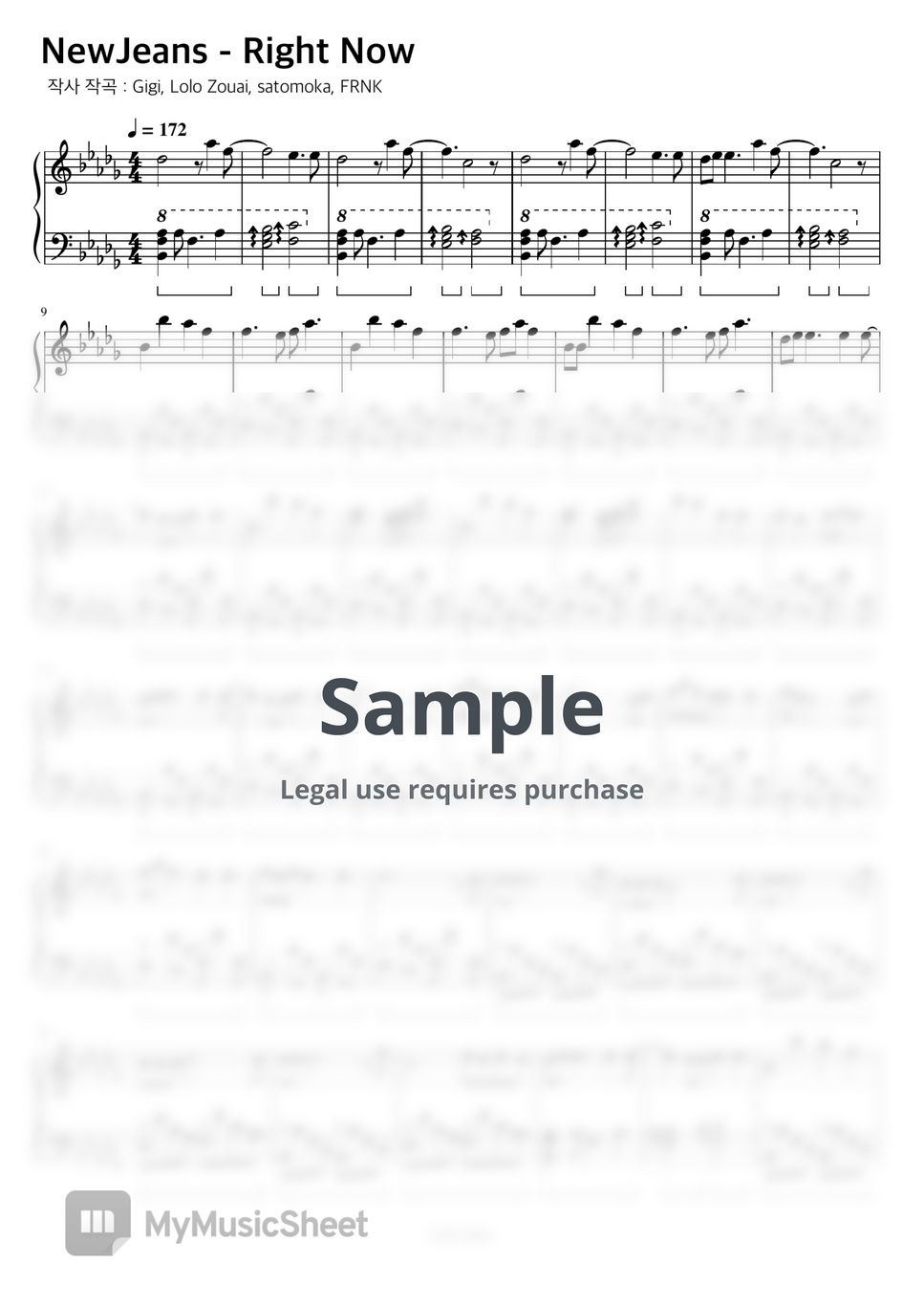 NewJeans (뉴진스) - Right Now Sheets by bvibvi piano