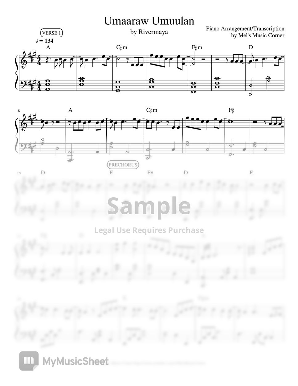Rivermaya - Umaaraw Umuulan (piano sheet music) by Mel's Music Corner