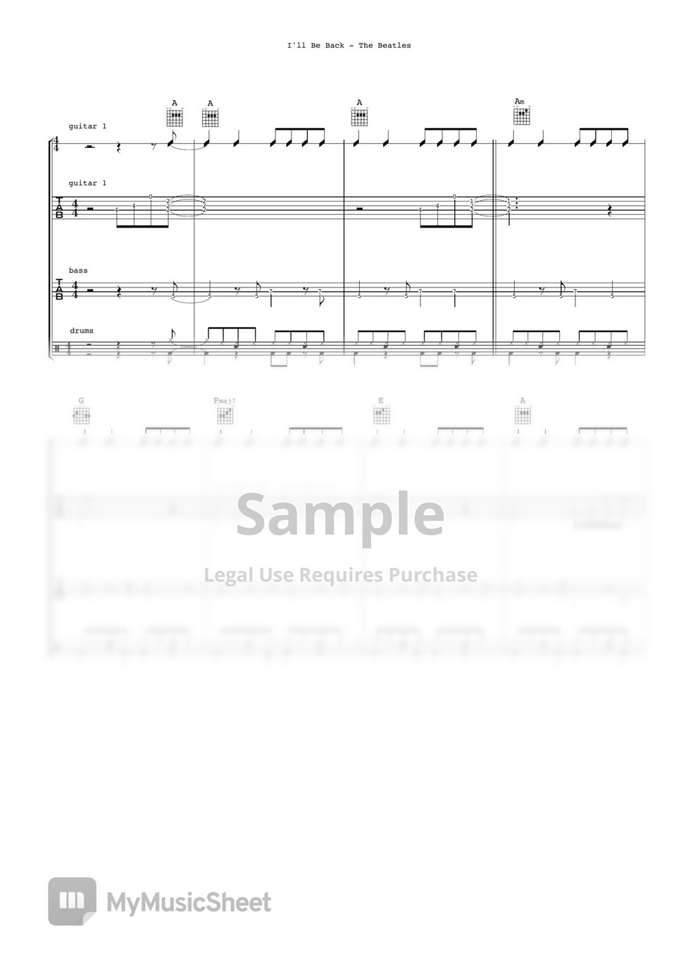 The Beatles I ll Be Back Band Score By Ryohei Kanayama