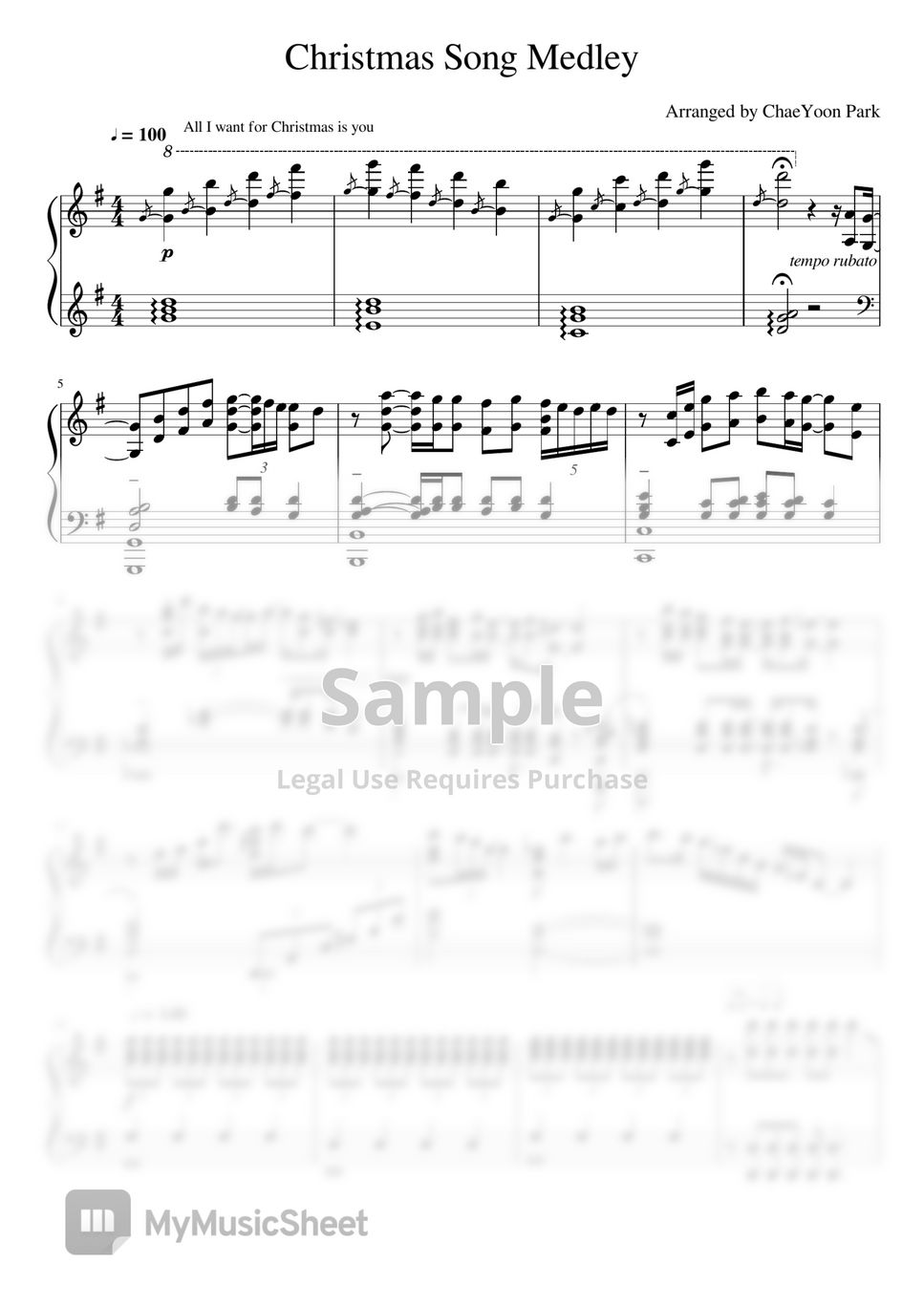 Christmas Popular Christmas Song Pinao Medley By Artists Card
