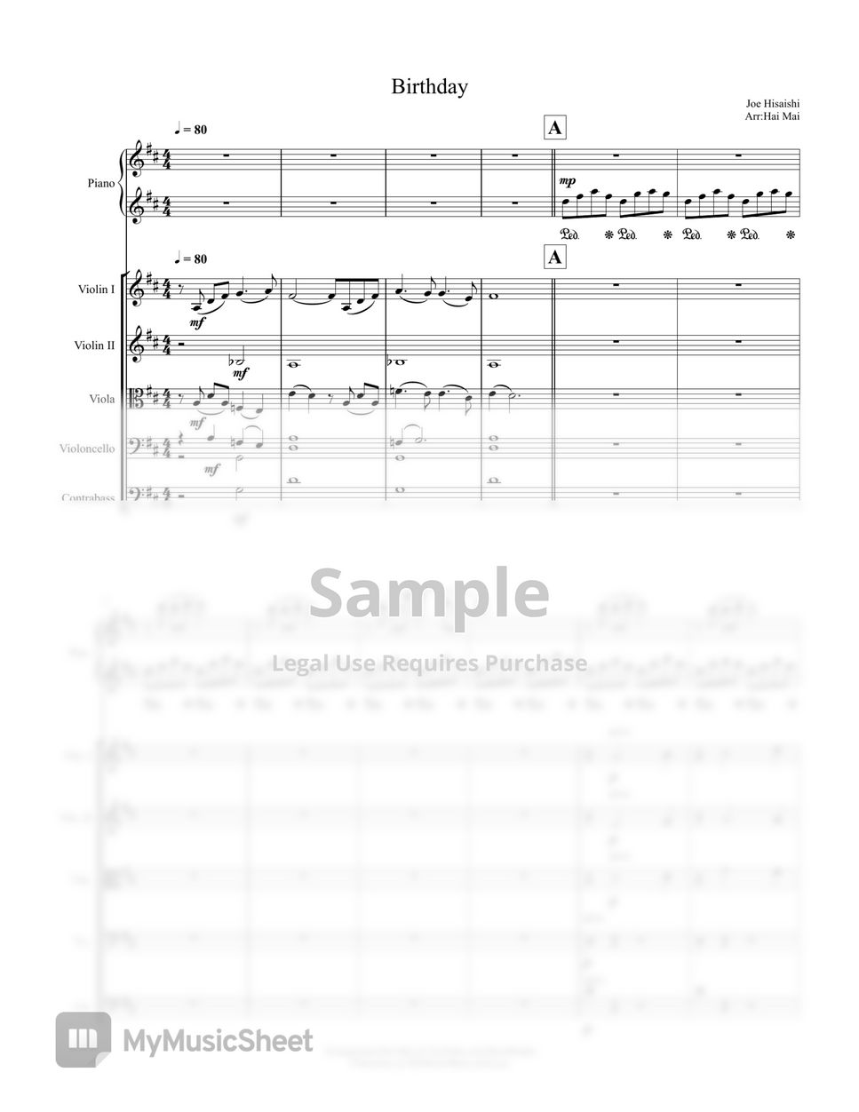 Joe Hisaishi - Birthday for Piano and Orchestra - Score and Part by Hai Mai