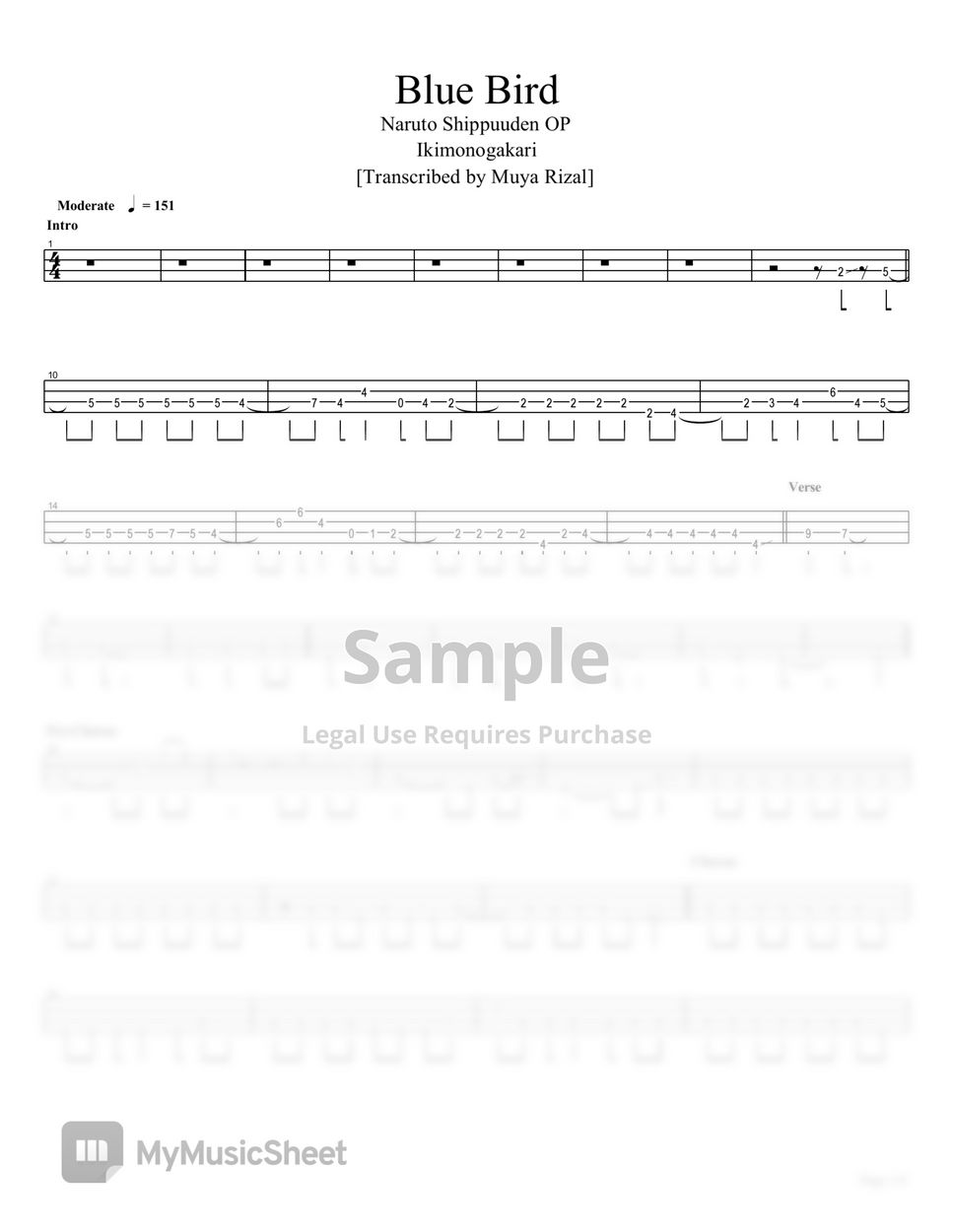 Ikimono-gakari - Blue Bird (Bass TAB) Sheets by Muya Rizal