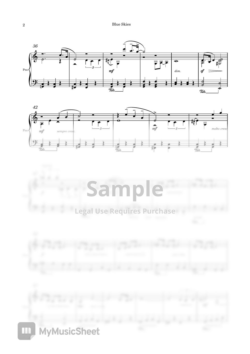 Irving Berlin - Blue Skies (Easy Piano Arrangement) by Edora