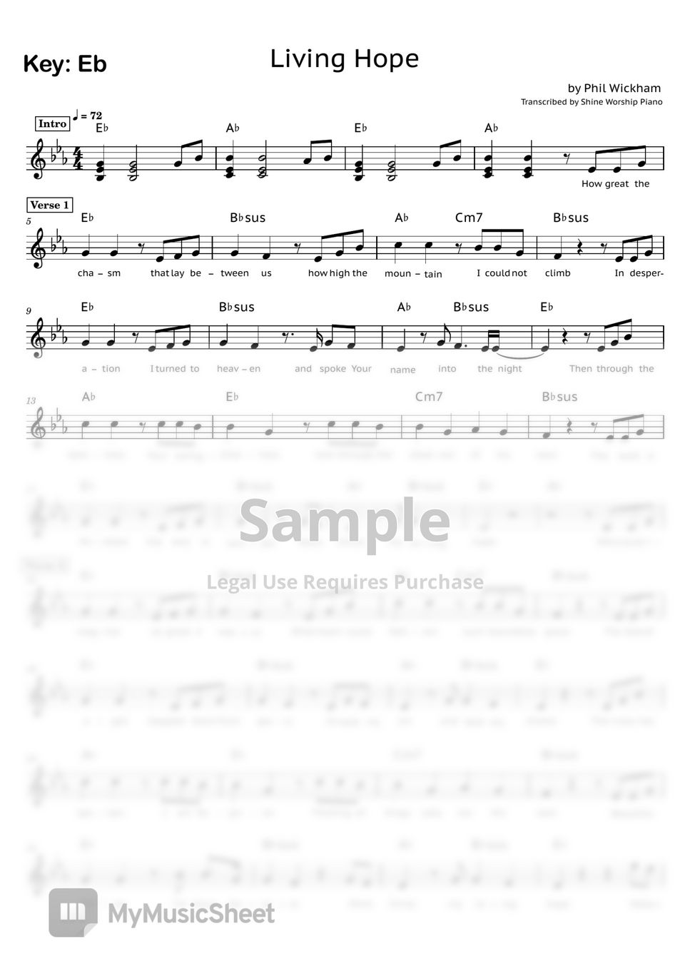 Phil Wickham Living Hope Sheets By Shine Worship Piano 