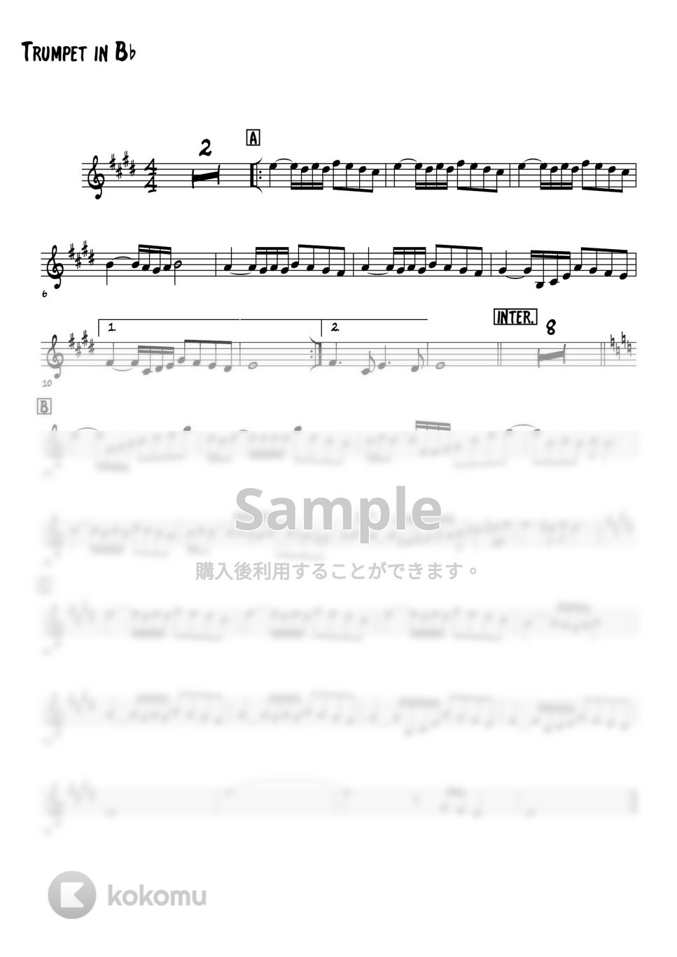 Elvis Costello - She (トランペット（Bb楽器）メロディー楽譜) by 高田将利