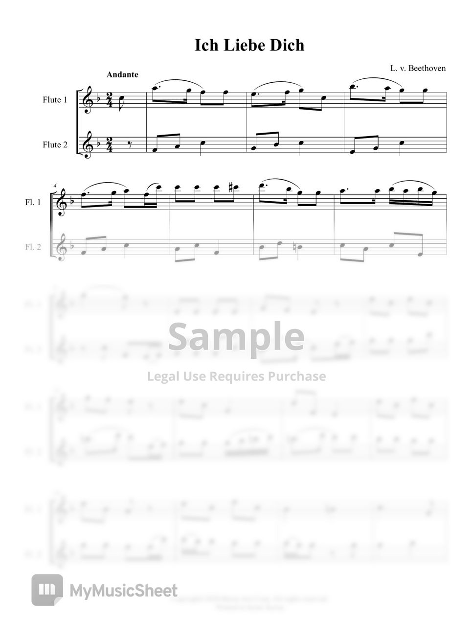 L. v. Beethoven - Ich Liebe Dich(플룻 듀엣, Flute duet, 투플룻) (투플룻) by 바론아트