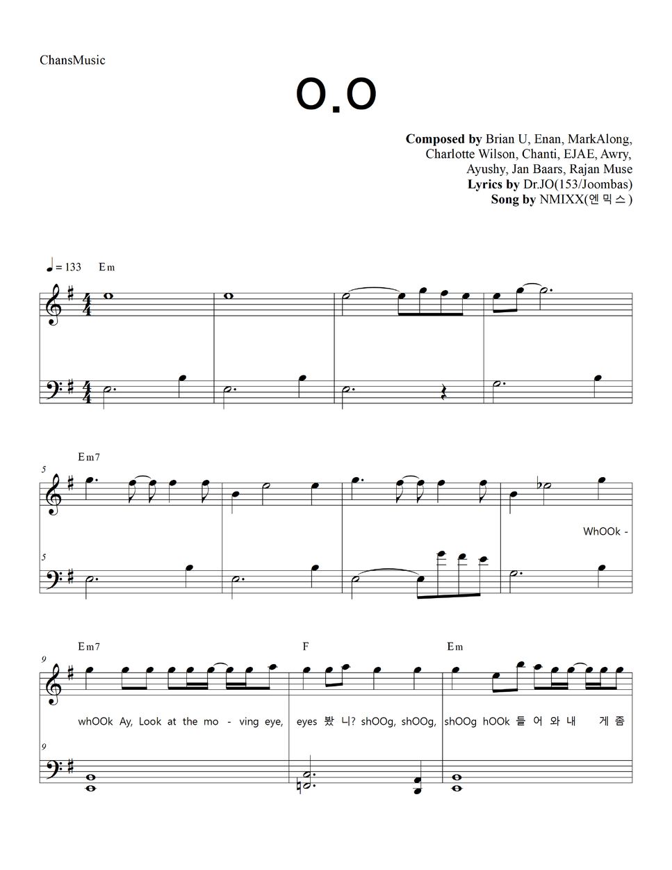 NMIXX O.O (Easy Version) Sheet by ChansMusic