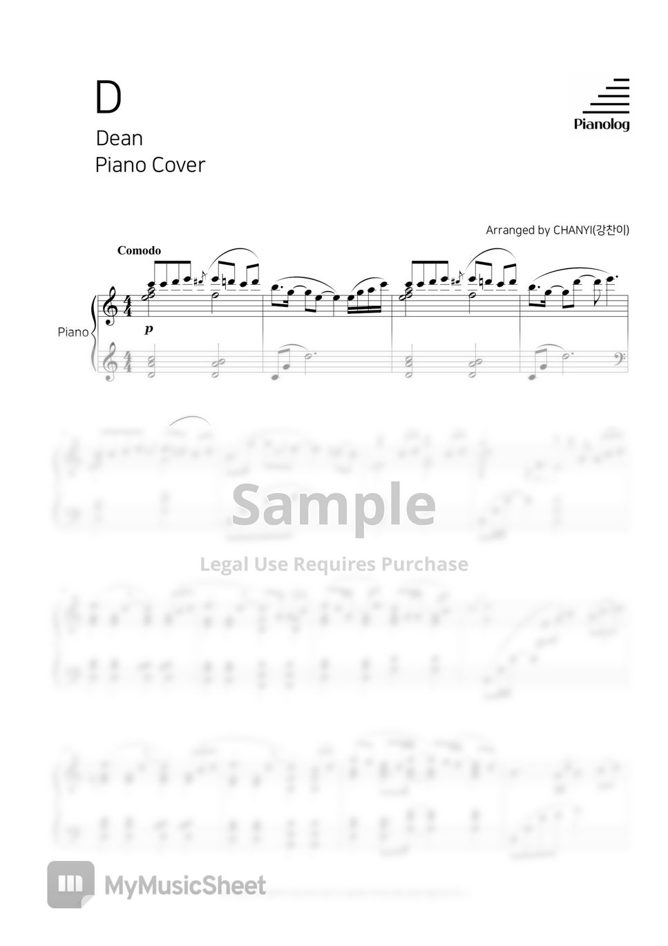 DEAN D (half moon) (feat. Gaeko) Sheets by Pianolog (CHANYI)