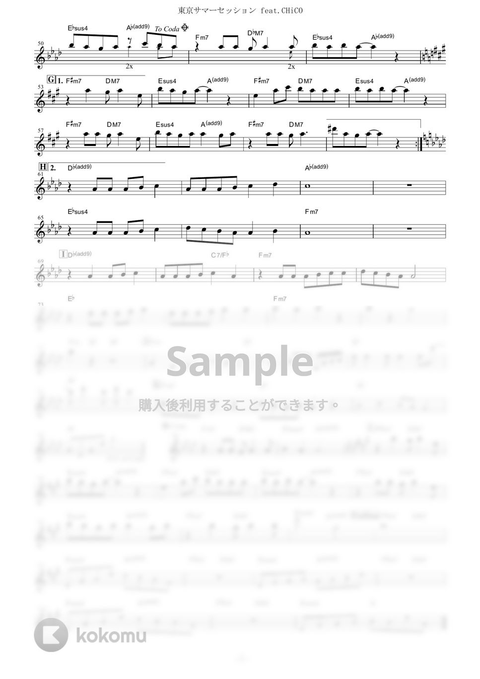 HoneyWorks - 東京サマーセッション feat.CHiCO (『いつだって僕らの恋は10センチだった。』 / in Eb) by muta-sax