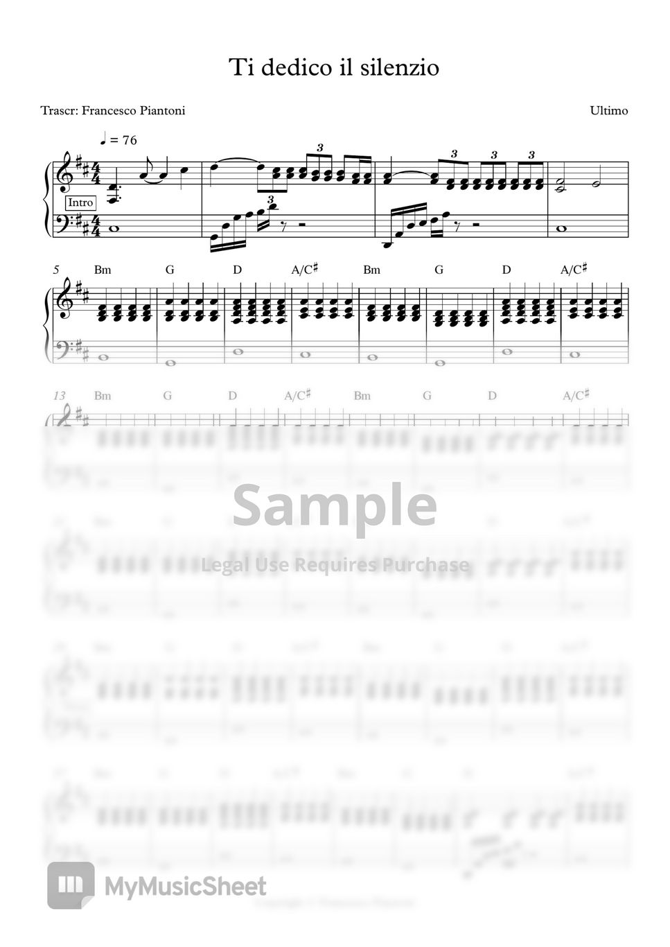 Ultimo Ti dedico il silenzio (spartito pianoforte) Sheets by