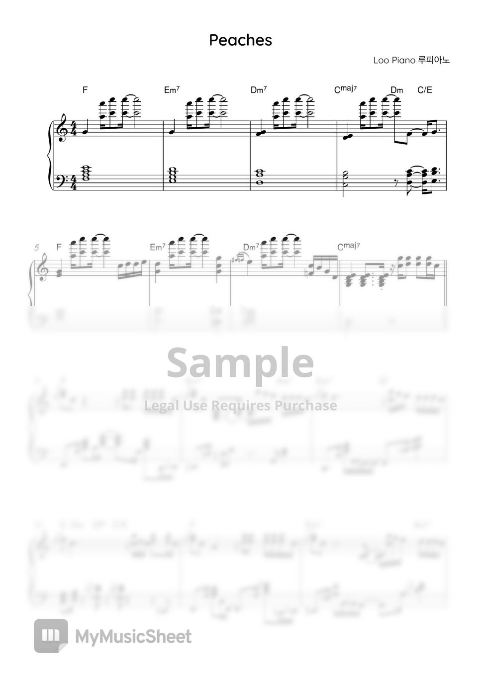 Justin Bieber Peaches (Jazz ver.) Sheets by loo piano