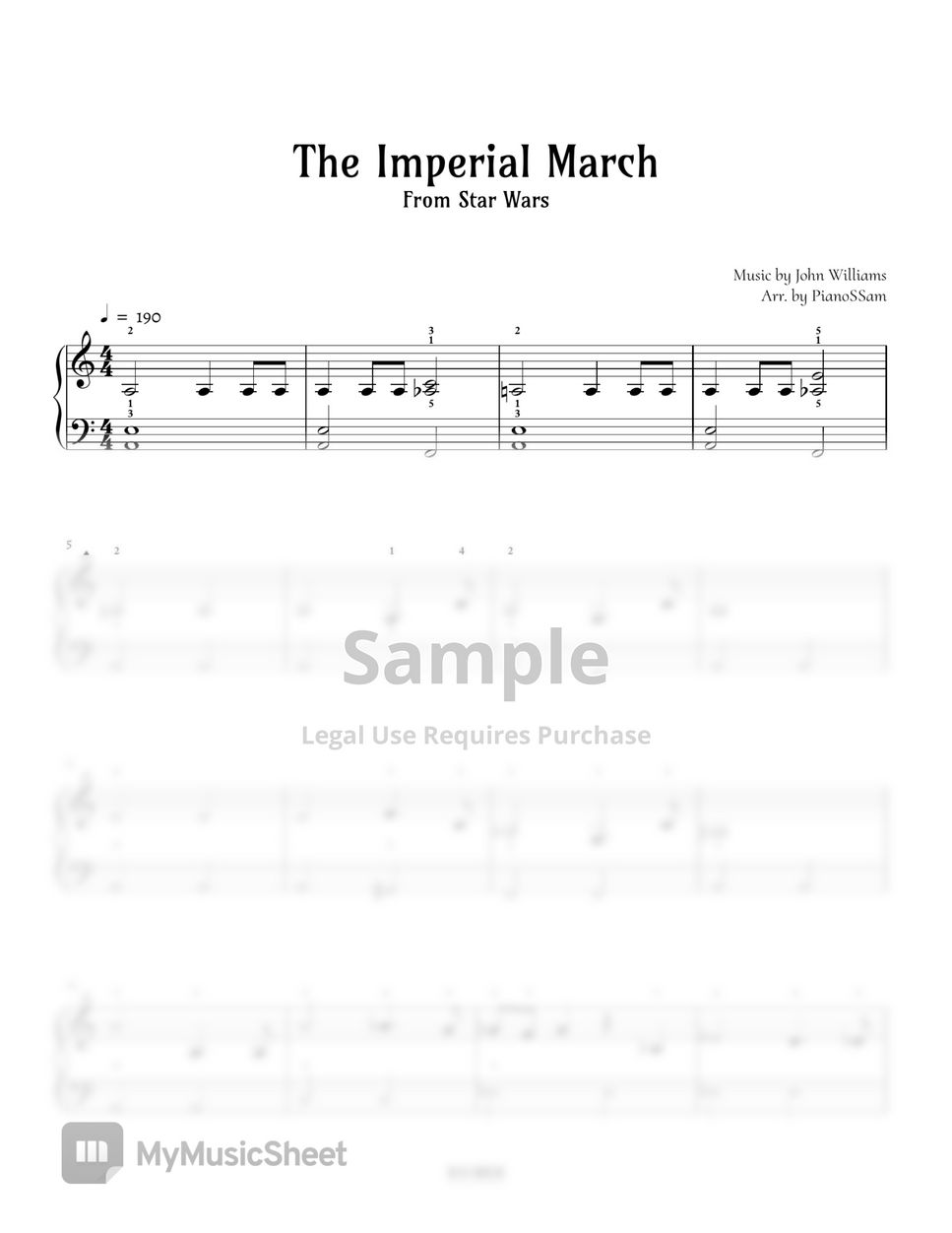 Imperial march deals simple piano