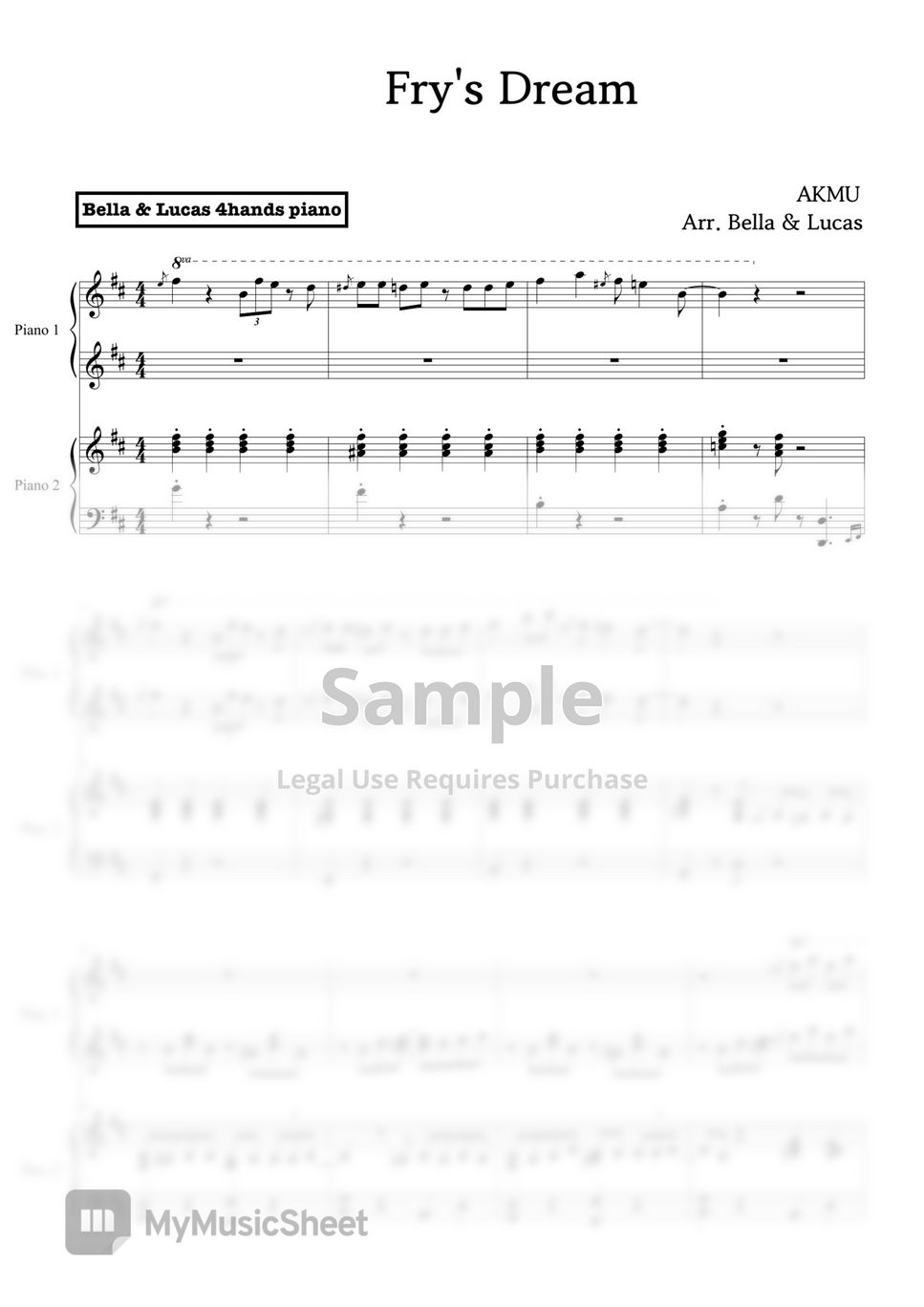 AKMU (4hands piano) - Fry's Dream by BELLA&LUCAS