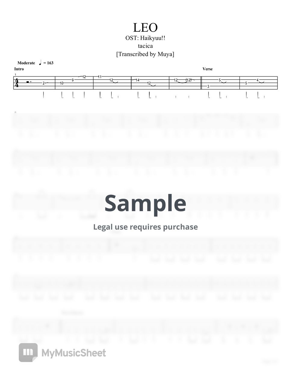 tacica - LEO (Bass TAB) Sheets by Muya