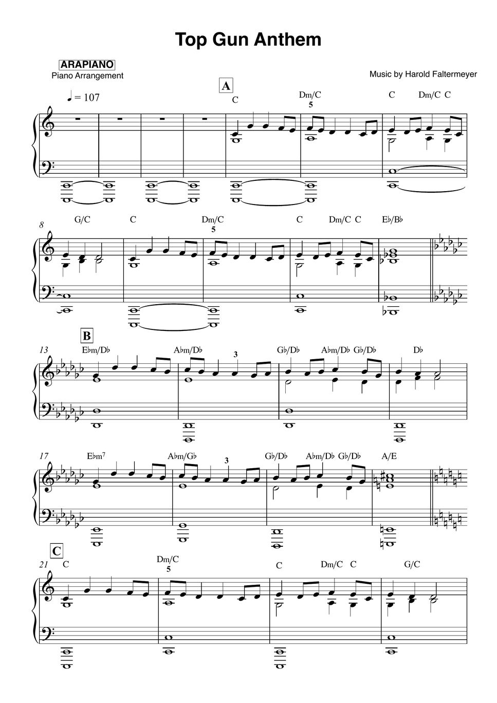 トップガン Top Gun Anthem 楽譜 by ARAPIANO