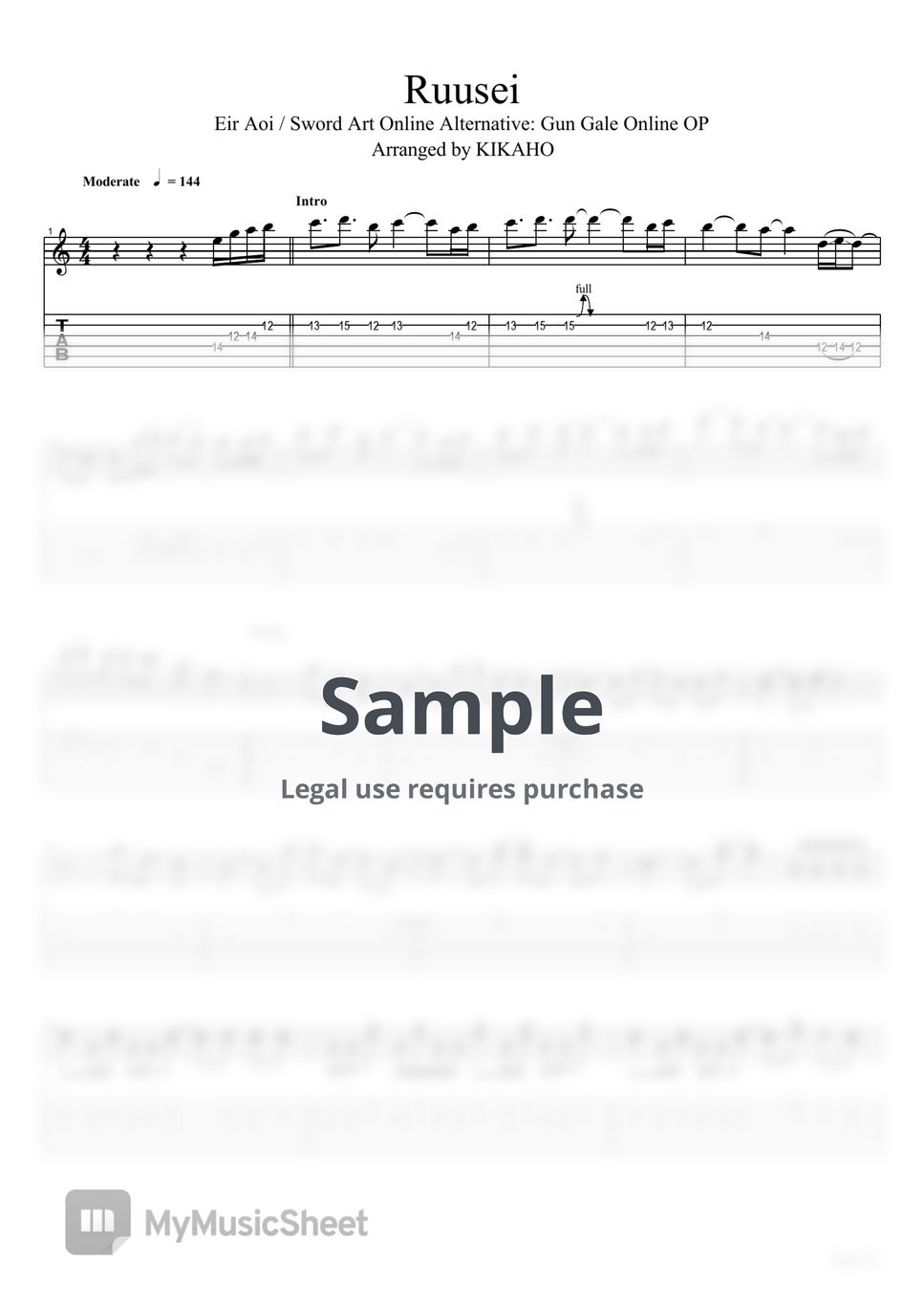 Sword Art Online Alternative Gun Gale Online 流星 (Ryuusei) 악보 by Eir Aoi