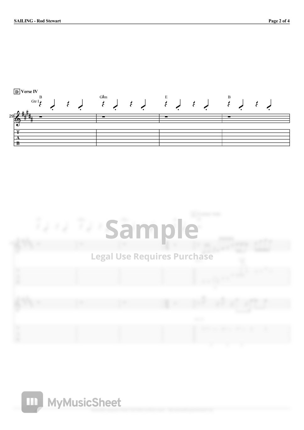 Sailing Rod Stewart Guitar Chords