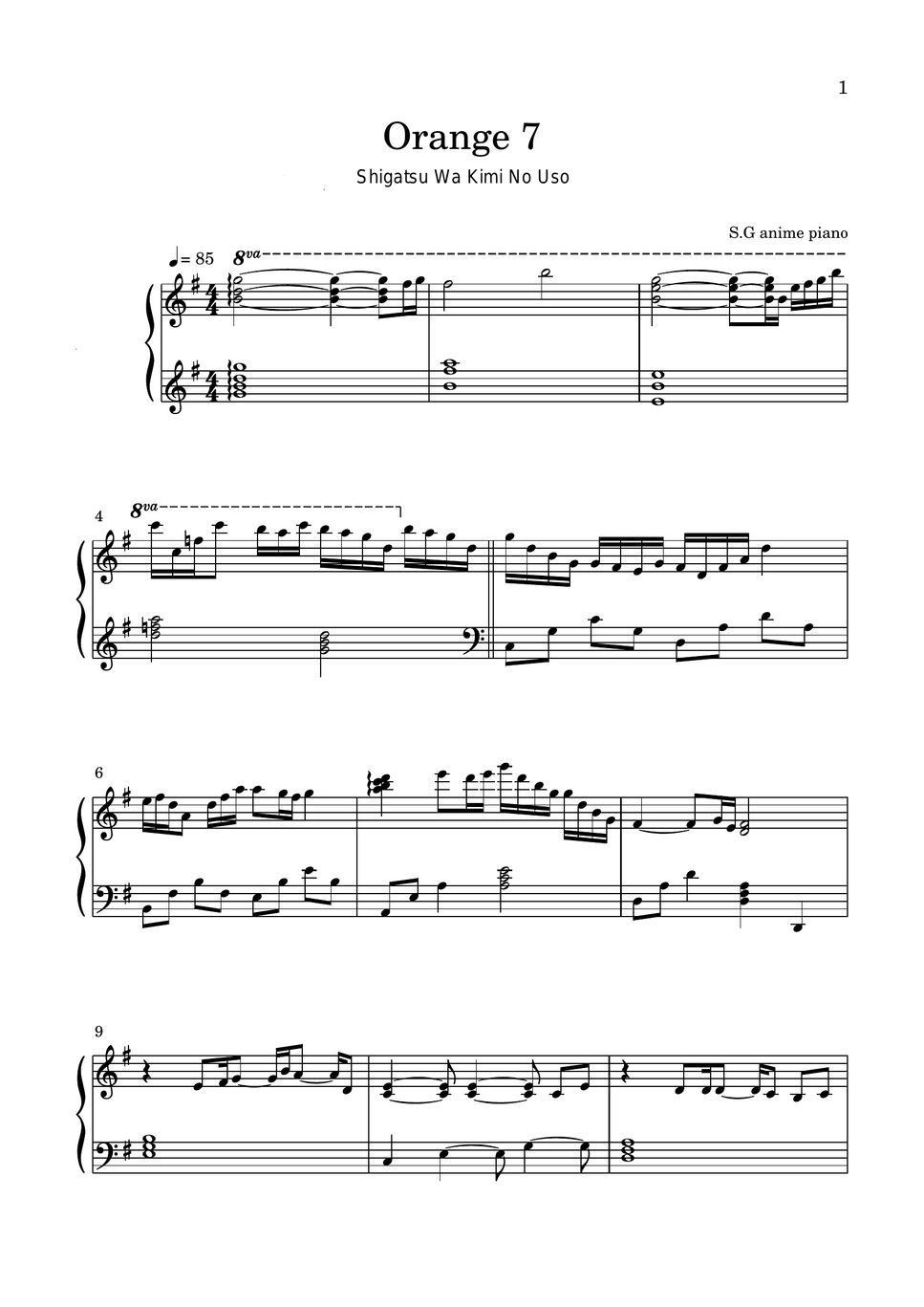 Seven oops orange 7 sheet by s g anime piano
