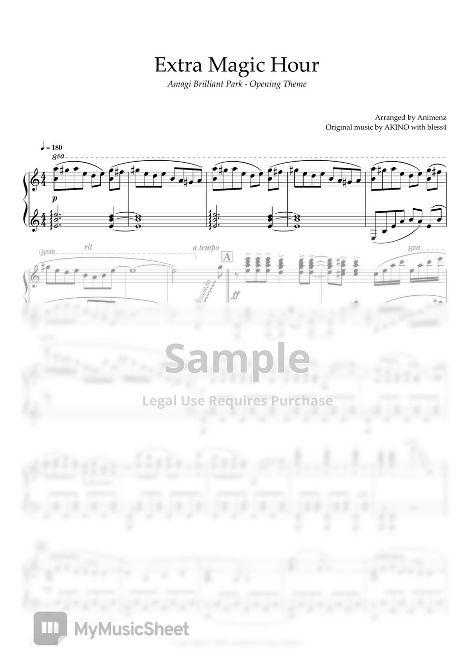 AKINO with bless4 Extra Magic Hour (Amagi Brilliant Park OP) Sheets