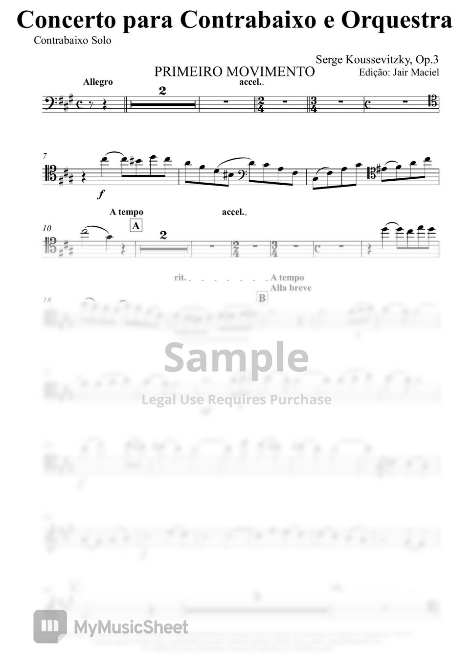 Serge Koussevitzky Double Bass Concerto in E minor (DB Solo) Sheets