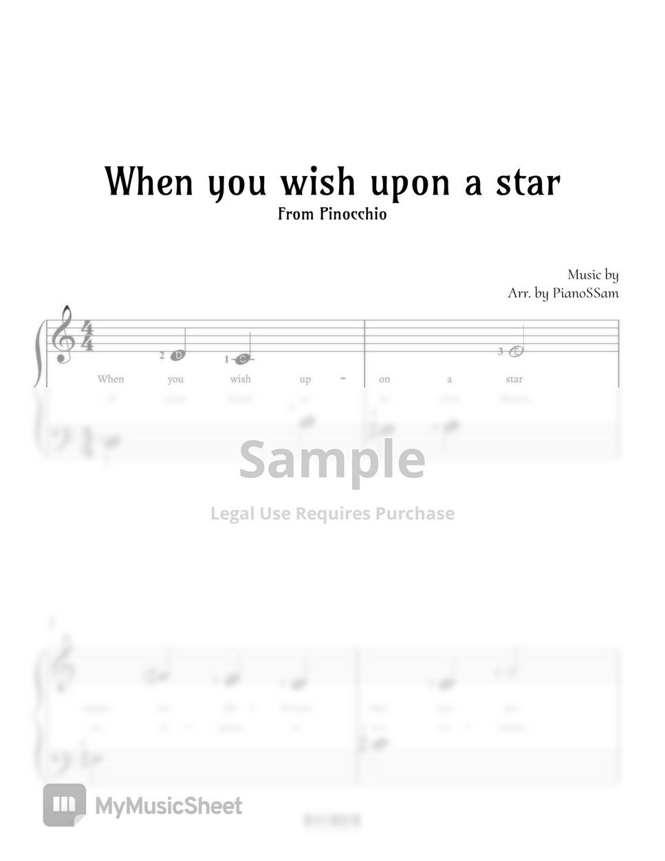 Leigh Harline - [Beginner] When you wish upon a star (Pinocchio) by PianoSSam