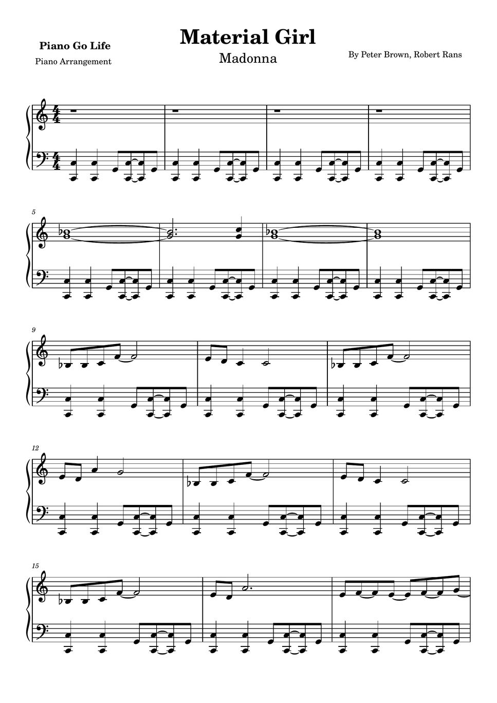 Madonna Material Girl 楽譜 by Piano Go Life