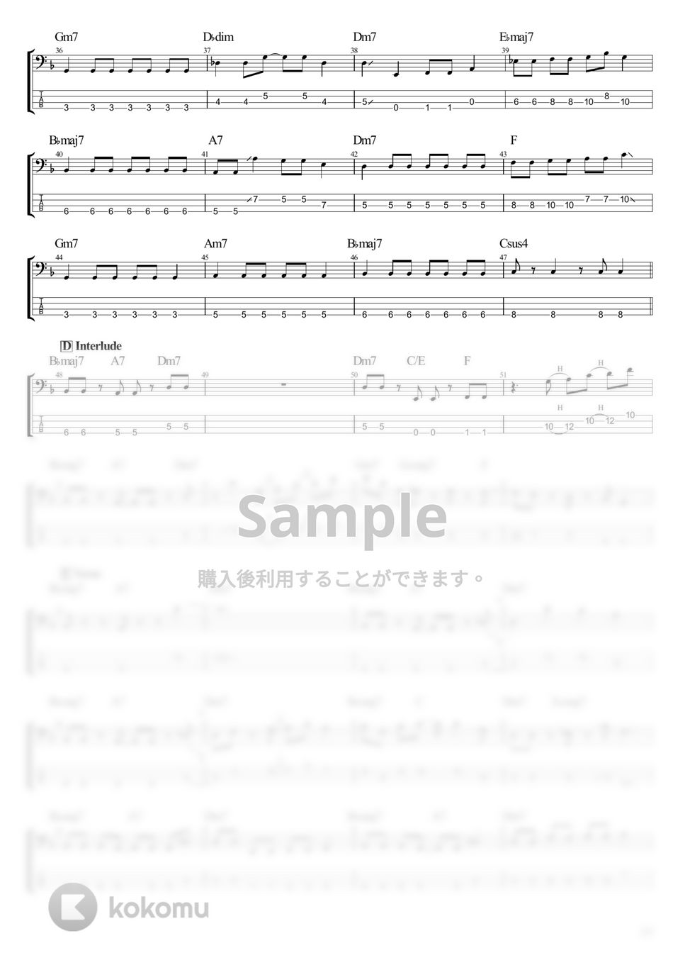 結束バンド - 青春コンプレックス (ベース Tab譜 4弦) by T's bass score