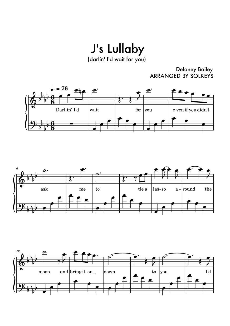 Delaney Bailey - J&#x27;s Lullaby (darlin&#x27; I&#x27;ll wait for you) by SolKeys