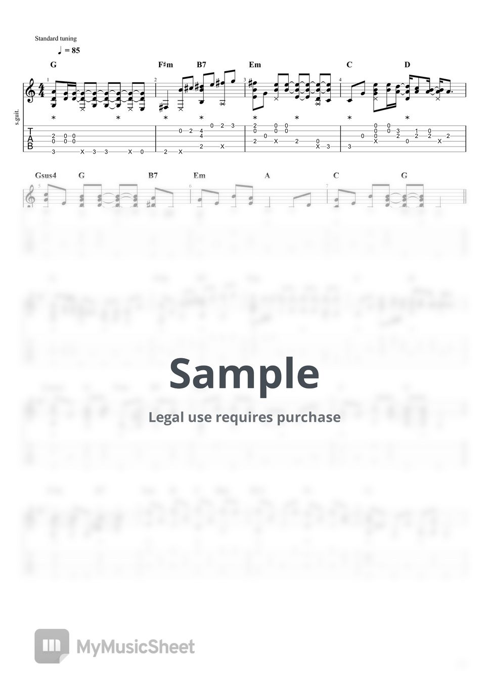 Beatles - yesterday (ソロギター譜) TAB+1 khuôn by しゅうじ/shuji